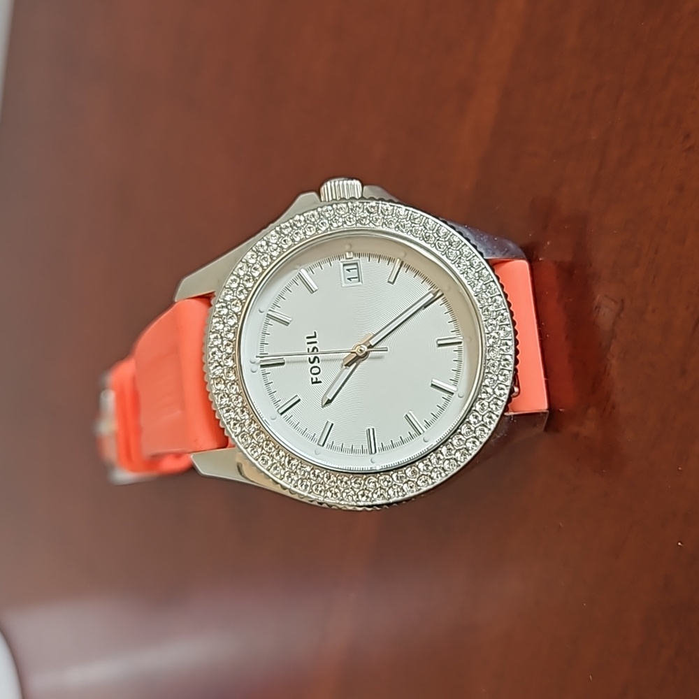 Coral strap watch, cz bezel.